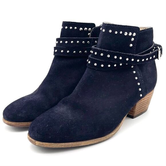 Boden Keira Studded Ankle Booties Ink Dark Navy Suede Women’s Size 38 EU | 7 US - Picture 6 of 16